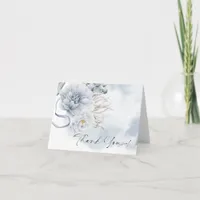 Thank You | BOHO Watercolor Dusty Blue Peony Card