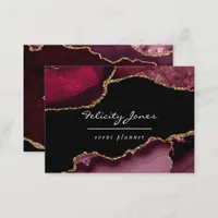 Burgundy and Gold Geode Agate Stone Business Card