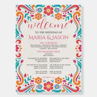 Mexican Floral Traditional Fiesta Wedding Program Foam Board