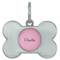 Custom Personalized Name Photo Art Light Pink Pet ID Tag