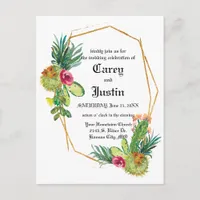 Blooming Desert Succulent Wedding Invite Postcard