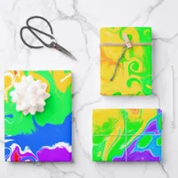 Rainbow Fluid Art Birthday Wrapping Paper Sheets