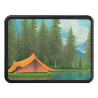Camping Themed Art | Tent on the Lake in the Woods Hitch Cover