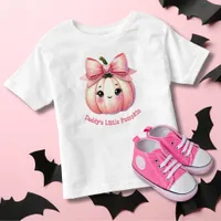 Girly Cute Pink Pumpkin with Bow Halloween Toddler T-shirt