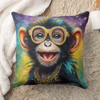 Galactic Charm Monkey Throw Cushion