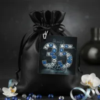 Luxury Glam Sapphire and Diamond 35th Birthday Favor Tags