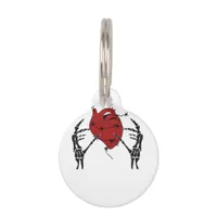 Heart And Hands - Skeleton Heart Hands  Pet ID Tag