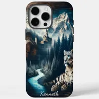 Snow Leopard Gazing at the Castle iPhone 16 Pro Max Case