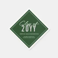 Elegant Dark Green Typography Any Year Graduation Napkins