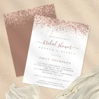 PAPER Rose Gold Glitter Bridal Shower Invitation