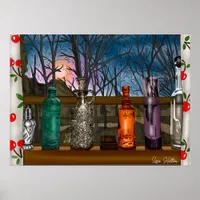 Reflection | Colorful Glass Vases in Window Sill Poster