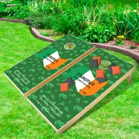 Personalized Pub & Eatery Irish Flag Shamrocks Cornhole Set