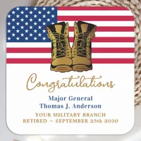Military Army Retirement USA American Flag Party  Square Sticker