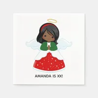 Little African American Girl Christmas Birthday Napkins