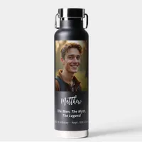 Birthday black photo man myth legend water bottle