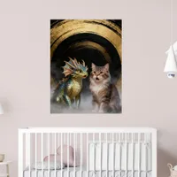 Mythical Cat-Dragon Creatures Surprised Poster