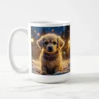 Cute Christmas Puppies on a Snowy Night Coffee Mug