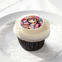 Pixel Art Girl's Pink Birthday Party Edible Frosting Rounds