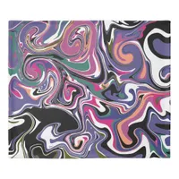Purple, Black, Coral abstract Fluid Art Duvet Cover