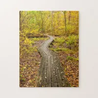 Scenic Autumn Walk in the Woods Nature Photo Jigsaw Puzzle