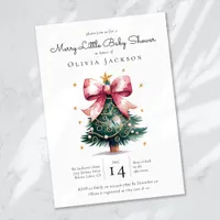 Coquette Christmas Tree Bow Baby Shower Invitation