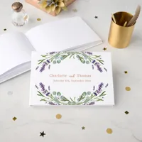 Lavender florals eucalyptus rose gold wedding  foil guest book 