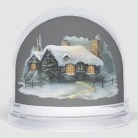 Snowy Cottage Winter Scenenery Vintage Cozy  Snow Globes