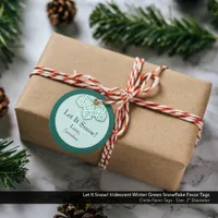 Let It Snow! Iridescent Winter Green Snowflake Favor Tags