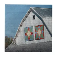 A Barn With Two Quilts Tile