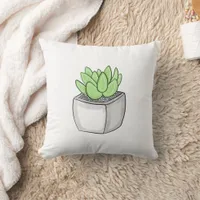 Succulent Hand drawn Plant Throw Pillow