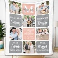 Memorial Modern Remembrance Poem Custom 6 Photo Fleece Blanket