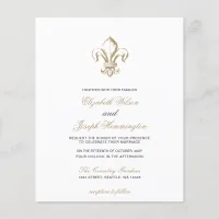 Budget Gold French Fleur de Lis Wedding Invitation