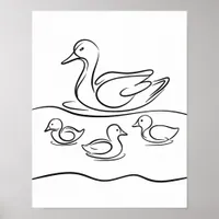 "Duck and Ducklings Line Art Poster | Irish River 