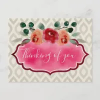 Elegant Classy Watercolor Floral Frame Bouquet Postcard