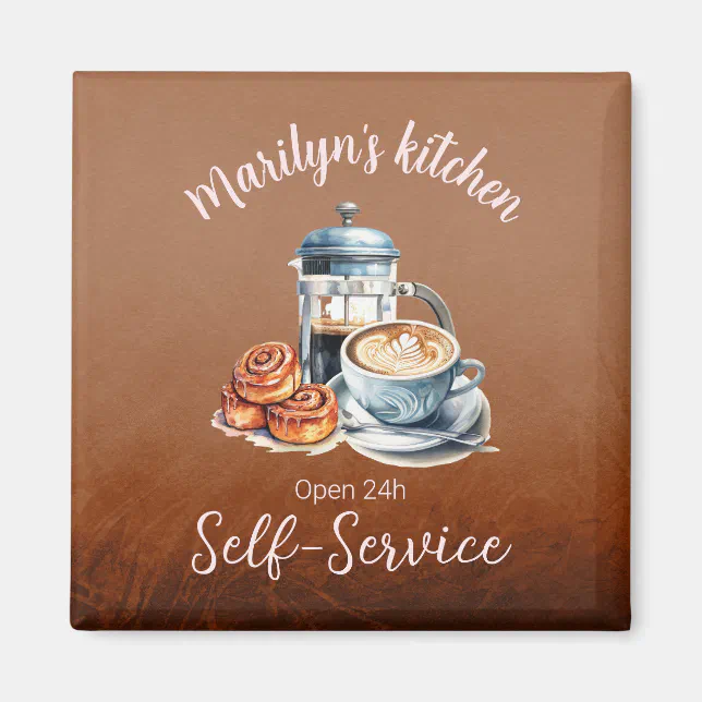 Coffee-themed brown magnet