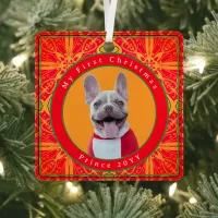 Cute French Bulldog Christmas Metal Ornament