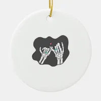 Skeleton Heart Hands Promise Symbolic Feeling Ceramic Ornament