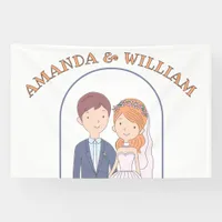 Simple, Cartoon-Iike  Spouses Illustration Wedding Banner