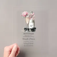 Bach & Boujee Monogram Chic Bachelorette Party Acrylic Invitations