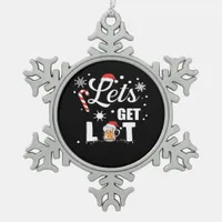 Let's Get Lit Adult Funny X-mas Christmas Essentia Snowflake Pewter Christmas Ornament