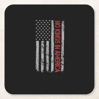 No Kings In America US Flag Vintage Retro Style Square Paper Coaster