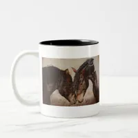 Mustang Horse Wooden Grunge Look Two-Tone Coffee Mug