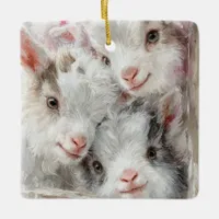 Snow Babies Christmas Goats 3 - YOUR PHOTO Ceramic Ornament