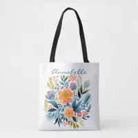 Floral Art Tote Bag, Watercolor Flower,