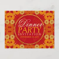 Orange florettes Dinner Party Invite Postcard