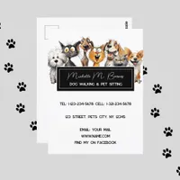 Funny Crazy Cats Dogs Pet Sitter Modern White Postcard