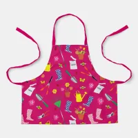 Girls Gardening Pattern on Pink Apron