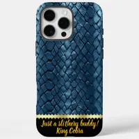 Blue-toned vibrant snake skin art iPhone 16 pro max case