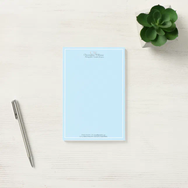 Professional Blue Minimalist Post-it Notes