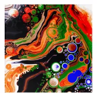 Orange, Blue, Black Digital Fluid Art  
